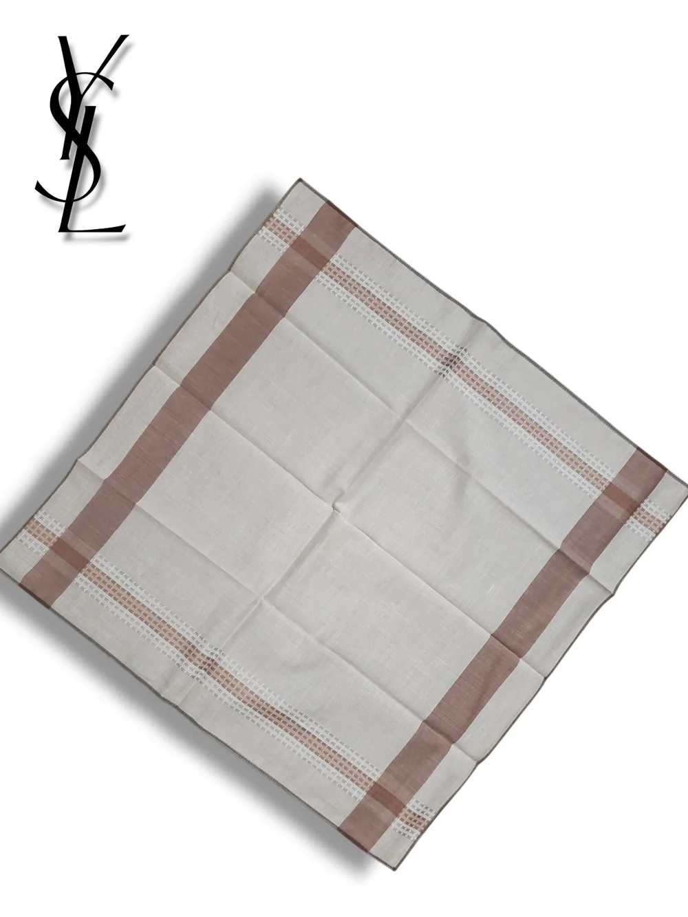 Vintage Yves Saint Laurent Men's Handkerchief Boxed Set Lot of 2 Cotton 17½ x 17